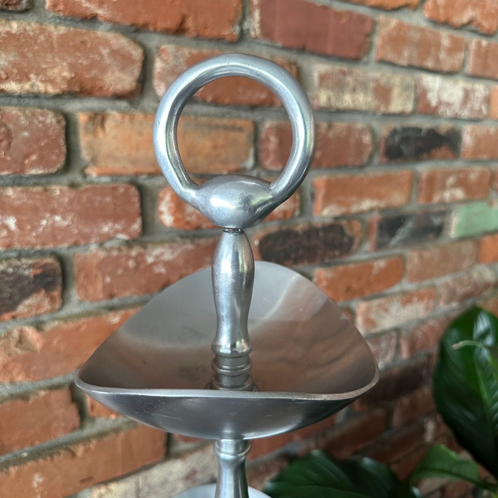 Large Two-Tier Silver-Tone Metal Serving Stand - Picture 7 of 7